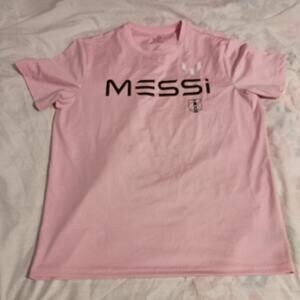 Lionel Messi Pink T-shirt Short Sleeve Polyester Athletic Jersey Size L